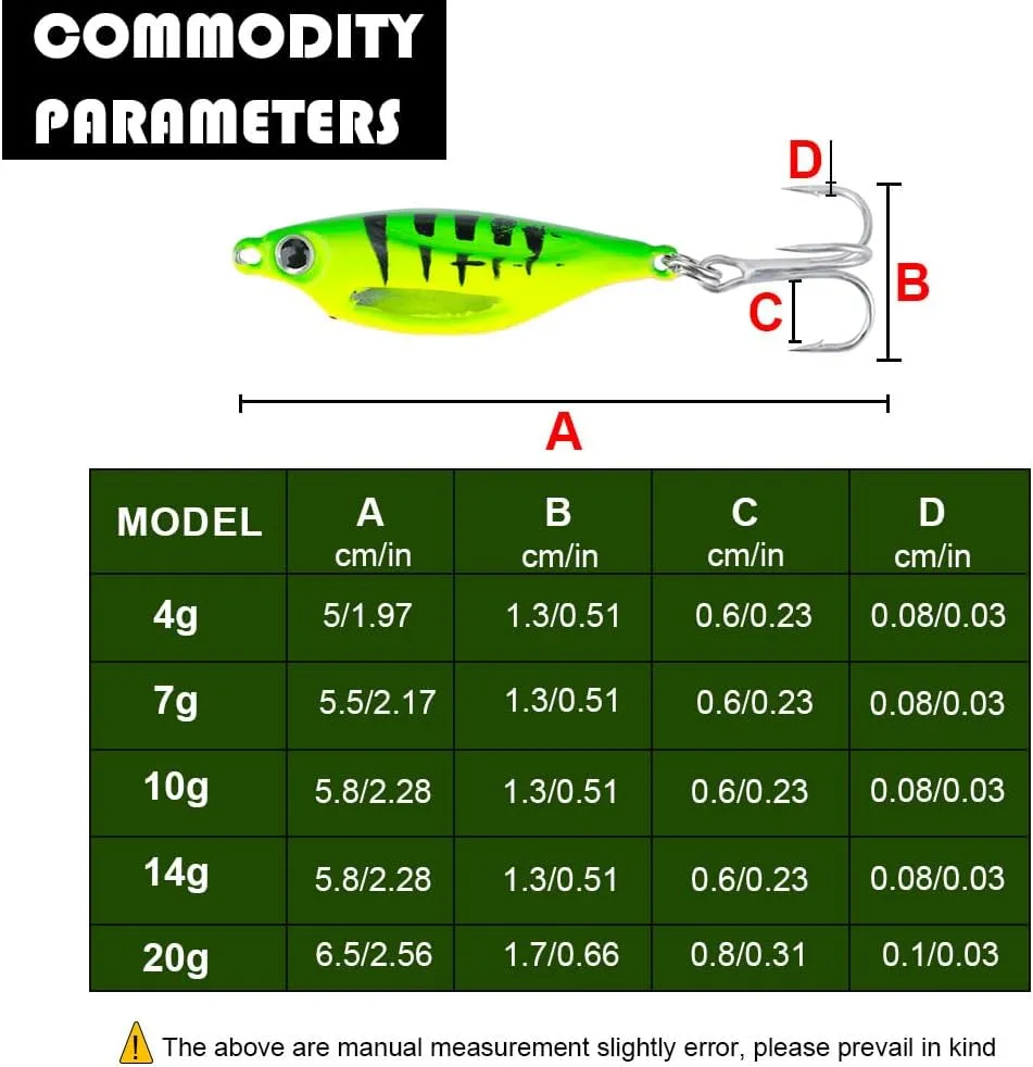Pack of 5 4g-20g 3D Eye Jig Hard Lure Ice Fishing Lure Luminous Hard Bait with Glow Sticks Wobblers for Bass Fishing Accessories Trout