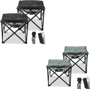 Padded Camping Stool, 18 Inch Oversized Camping Foot Rest, 500lb Camping Chairs Outdoor Footstool Portable Camping Ottoman for Camping Gardening Fishing w/Storage Net Carry Bag (2,Black & 2,DarkGreen)