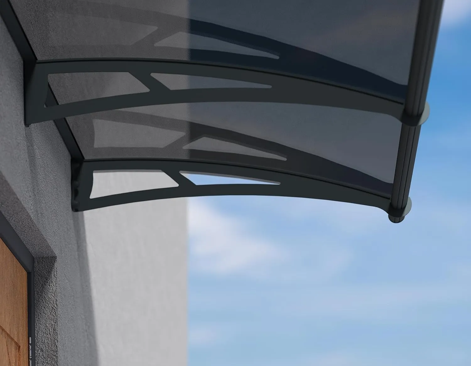 Palram-Canopia Aquila 2050 7x3 Door Awning for Door Entrance, High-End Polycarbonate Window Awning with Solar Gray Panels, UV Protection, Modern Metal Frame, Weather Resistant Overhang, DIY Exterior