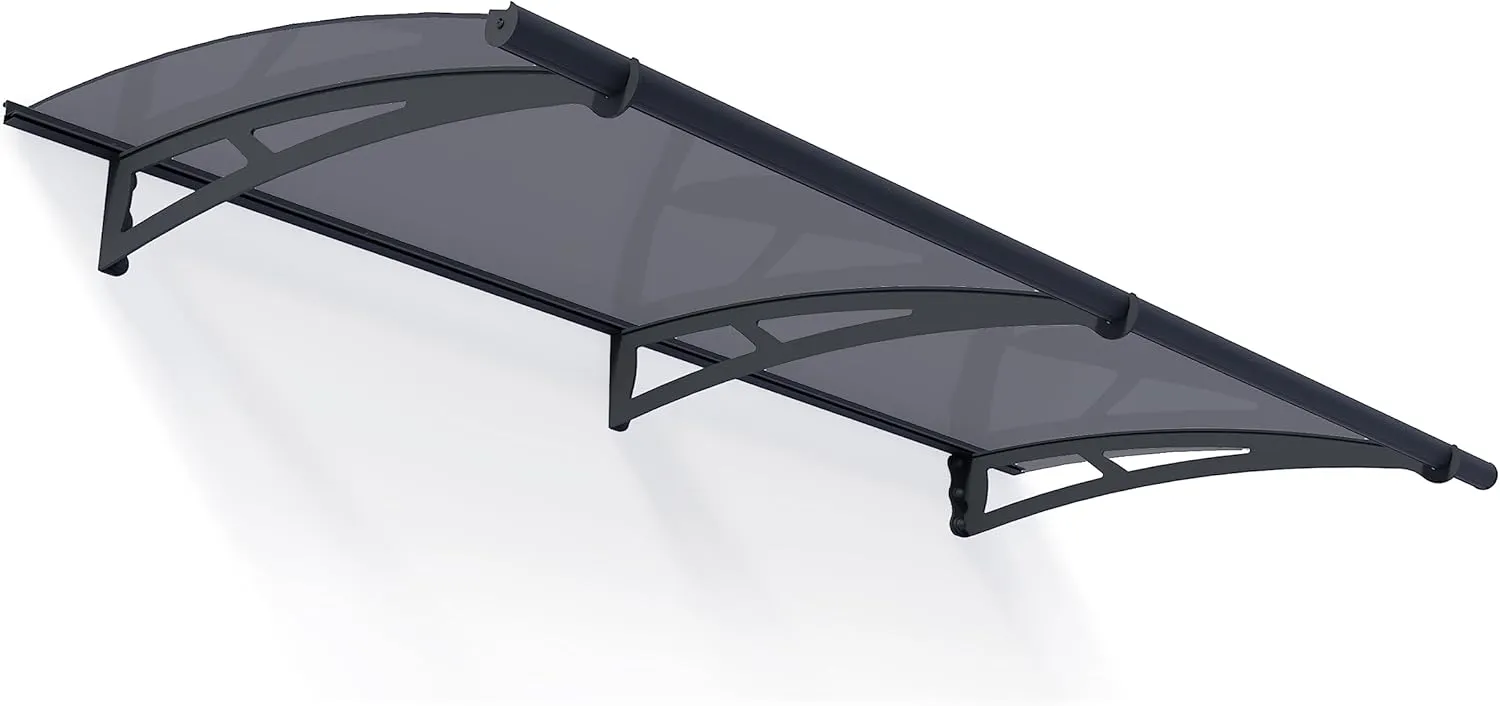 Palram-Canopia Aquila 2050 7x3 Door Awning for Door Entrance, High-End Polycarbonate Window Awning with Solar Gray Panels, UV Protection, Modern Metal Frame, Weather Resistant Overhang, DIY Exterior