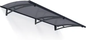 Palram-Canopia Aquila 2050 7x3 Door Awning for Door Entrance, High-End Polycarbonate Window Awning with Solar Gray Panels, UV Protection, Modern Metal Frame, Weather Resistant Overhang, DIY Exterior