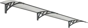 Palram - Canopia Neo 2700-9' x 3' Window & Door Awning for Door Entrance, High-End Polycarbonate Patio Canopy with Clear Panels, UV Protection, Modern Gray Metal Frame, Weather Resistant Overhang