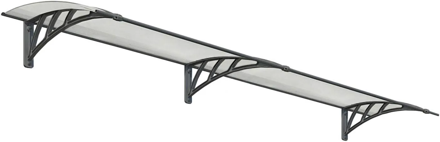 Palram - Canopia Neo 2700-9' x 3' Window & Door Awning for Door Entrance, High-End Polycarbonate Patio Canopy with Clear Panels, UV Protection, Modern Gray Metal Frame, Weather Resistant Overhang