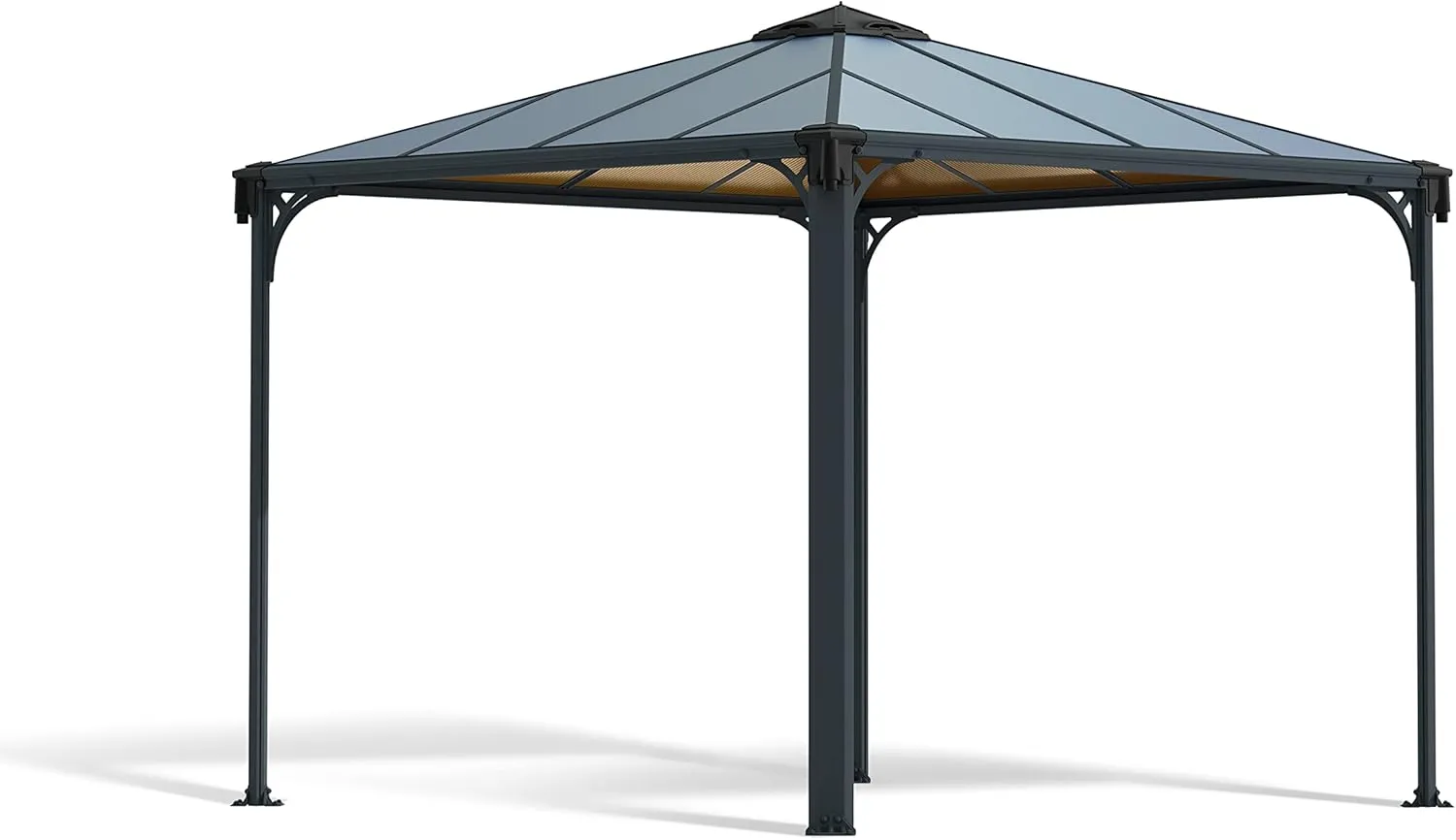 Palram - Canopia Palermo 3000 10x10 Gazebo with Light Kit: Outdoor Patio Canopy with Gray Aluminum Metal Frame, and Bronze Polycarbonate Roof, UV Protection, Easy DIY Outdoor Canopy Gazebo Kits