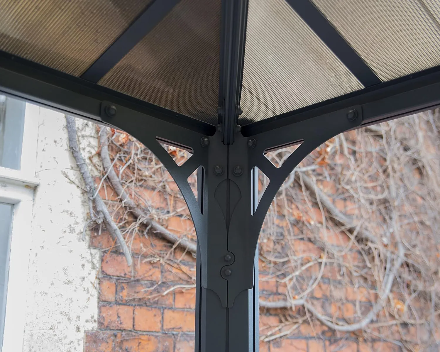 Palram - Canopia Palermo 3000 10x10 Gazebo with Light Kit: Outdoor Patio Canopy with Gray Aluminum Metal Frame, and Bronze Polycarbonate Roof, UV Protection, Easy DIY Outdoor Canopy Gazebo Kits