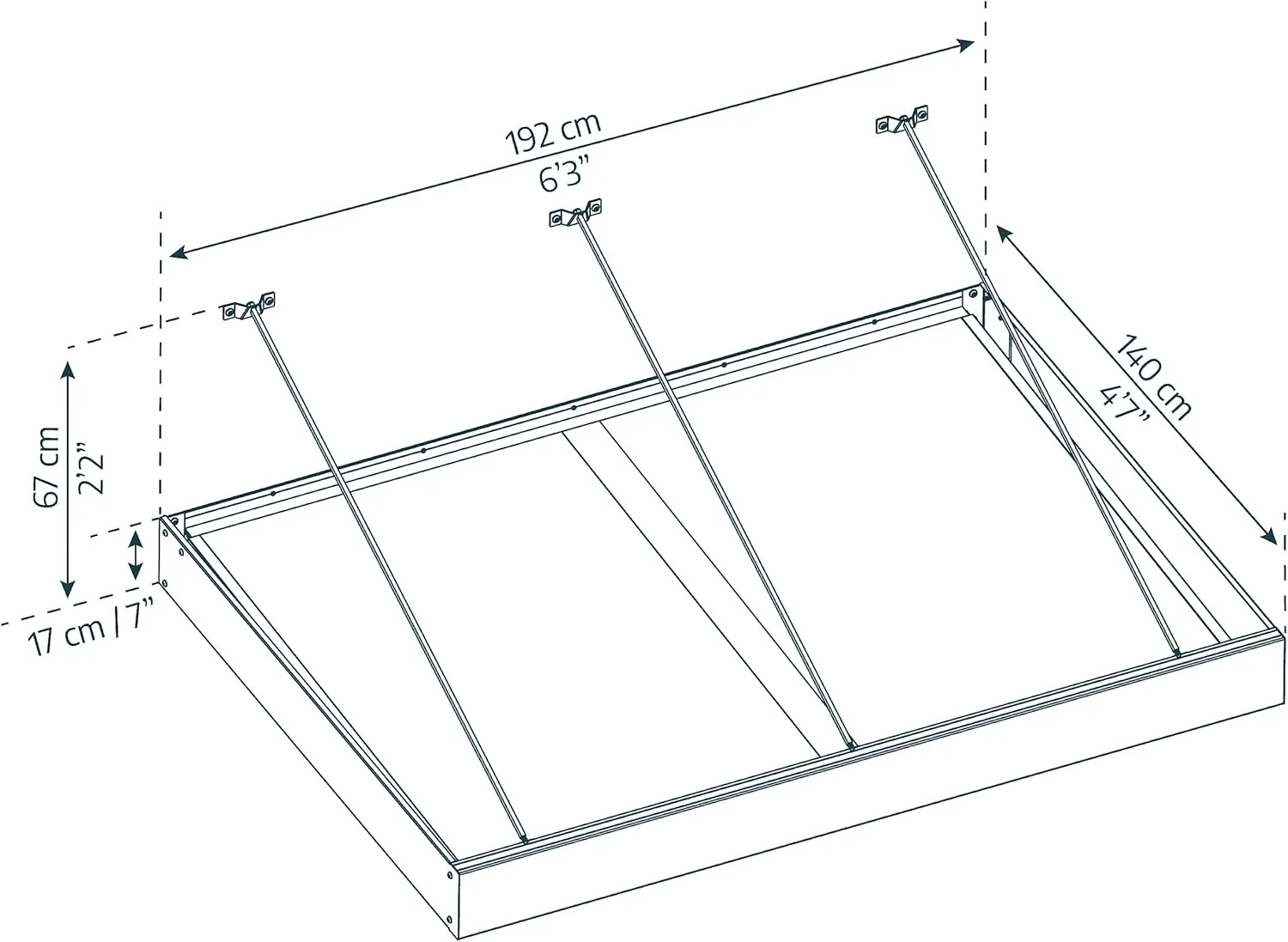 Palram - Canopia Sophia XL 6 Ft. x 5 Ft. 2000 Awning for Outdoors DIY Awnings Kit for Door, Windows, Exterior Coverage, to Protect from Sun, Rain, Snow, UV Protected Polycarbonate (Gray/Clear)