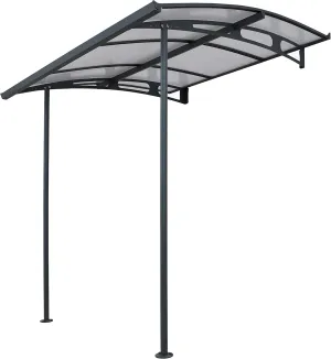 Palram - Canopia Vega 2000-7' x 7' Window & Door Awning for Door Entrance, High-End Polycarbonate Patio Canopy with Clear Panels, UV Protection, Modern Gray Metal Frame, Weather Resistant Overhang