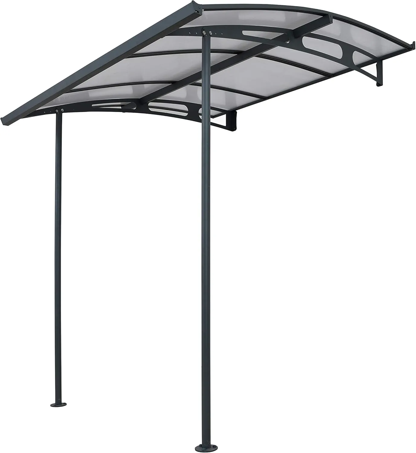 Palram - Canopia Vega 2000-7' x 7' Window & Door Awning for Door Entrance, High-End Polycarbonate Patio Canopy with Clear Panels, UV Protection, Modern Gray Metal Frame, Weather Resistant Overhang