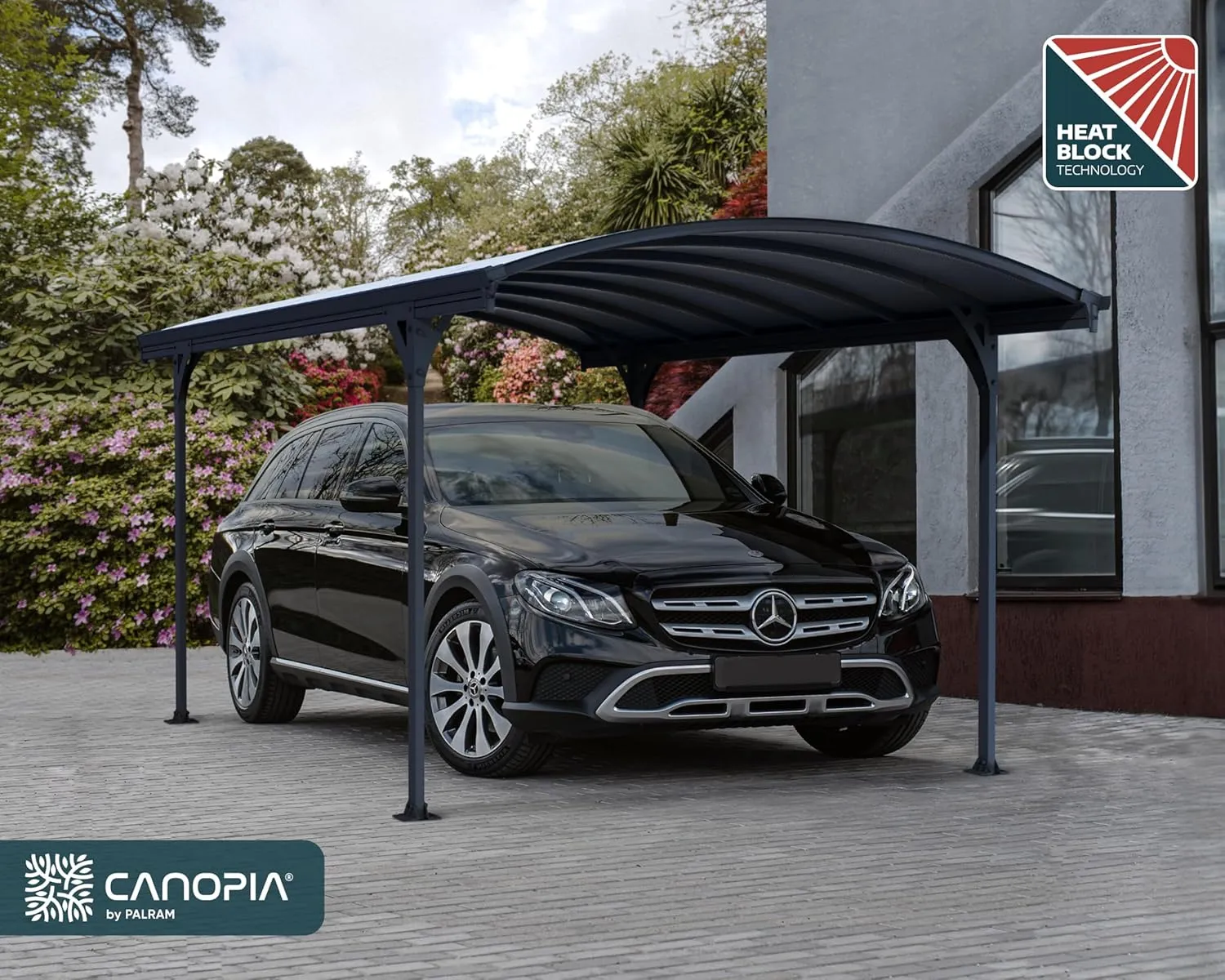 Palram - Canopia Vitoria 5000 10 x 16 Metal Carport, Heavy Duty Car Port, Weather-Protected Gray Aluminum Frame, Gray Polycarbonate RV & Car Storage, UV Protected, DIY Garage Kit, 10-Year Warranty