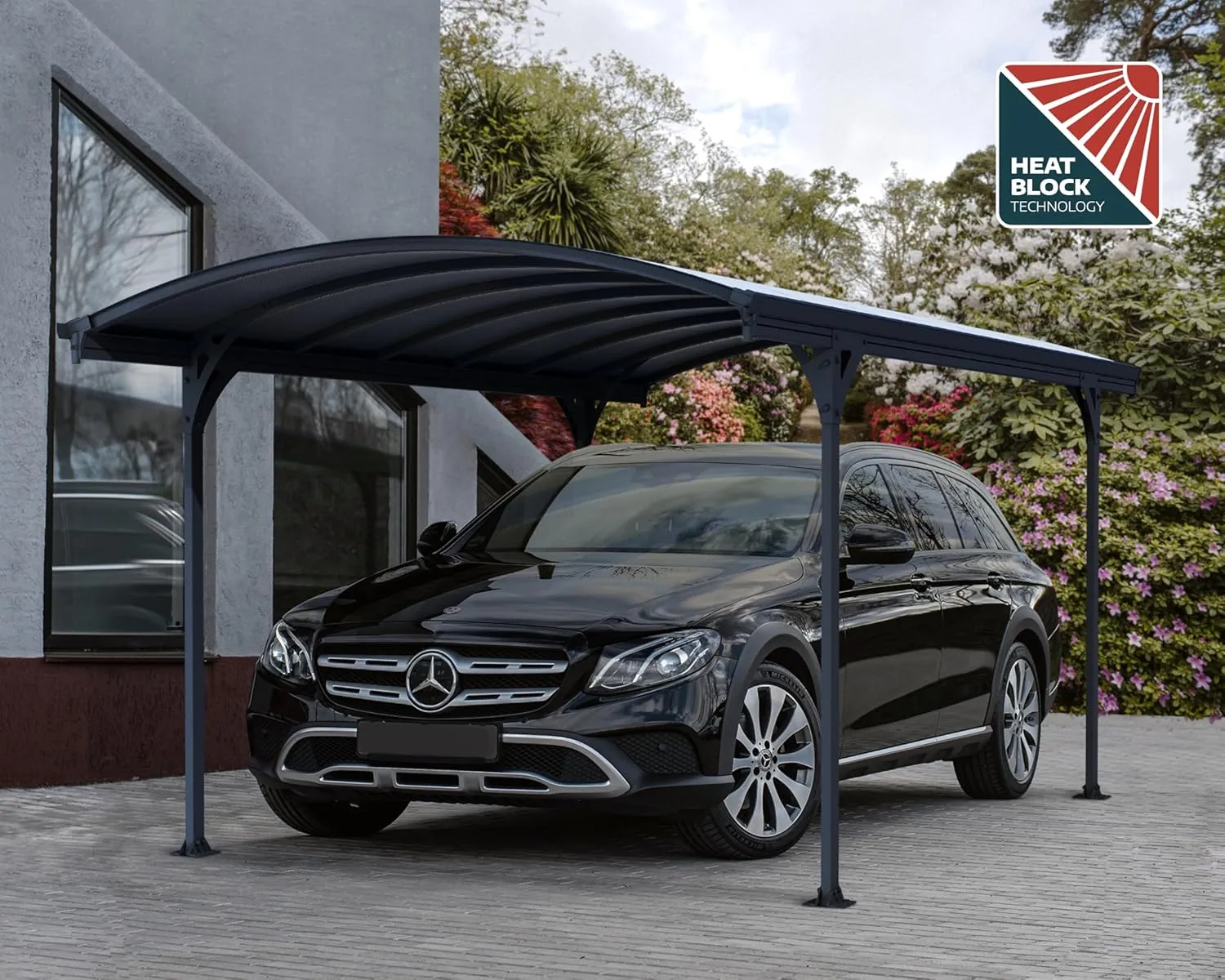 Palram - Canopia Vitoria 5000 10 x 16 Metal Carport, Heavy Duty Car Port, Weather-Protected Gray Aluminum Frame, Gray Polycarbonate RV & Car Storage, UV Protected, DIY Garage Kit, 10-Year Warranty