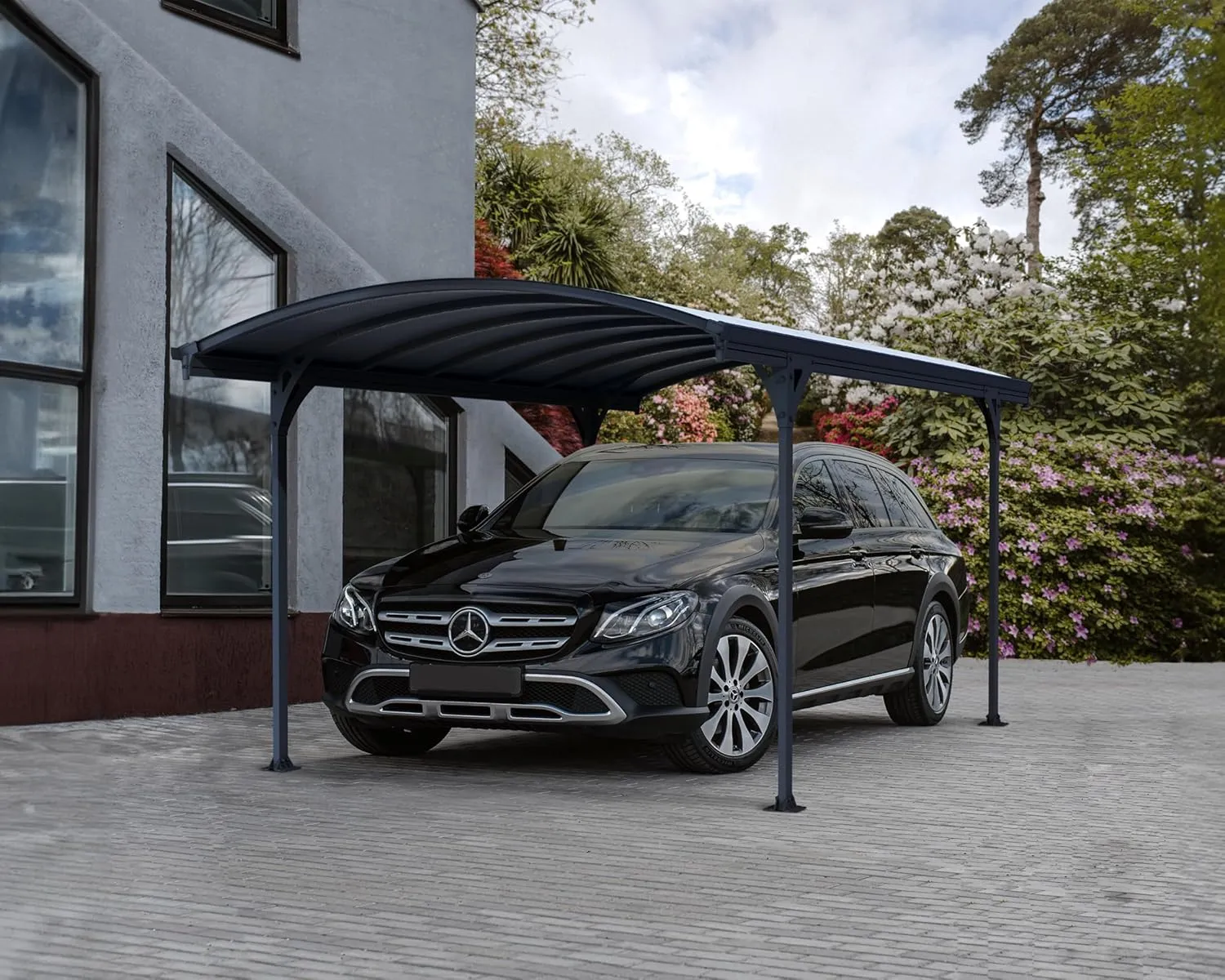 Palram - Canopia Vitoria 5000 10 x 16 Metal Carport, Heavy Duty Car Port, Weather-Protected Gray Aluminum Frame, Gray Polycarbonate RV & Car Storage, UV Protected, DIY Garage Kit, 10-Year Warranty