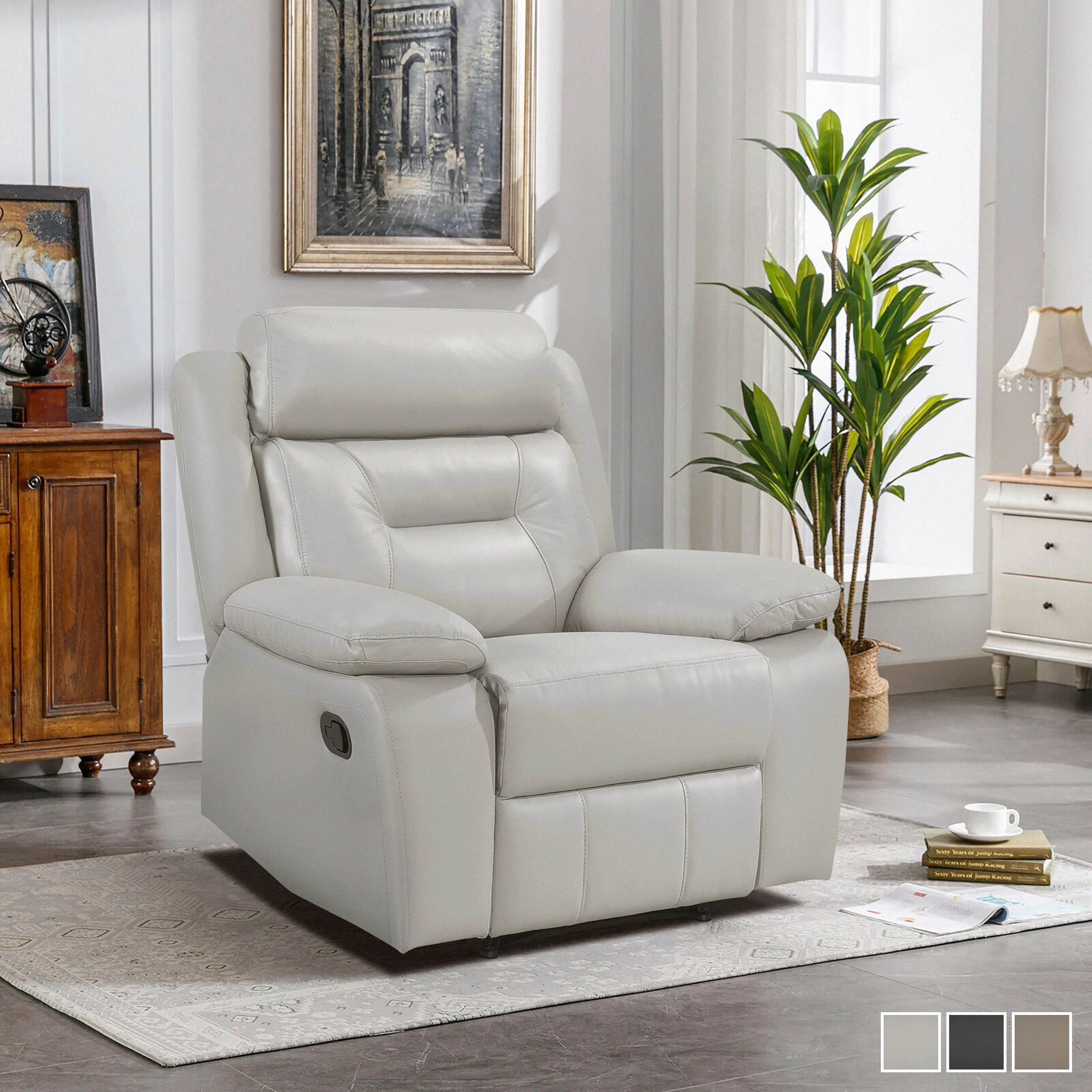Papyrus Leather Match Manual Reclining Chair