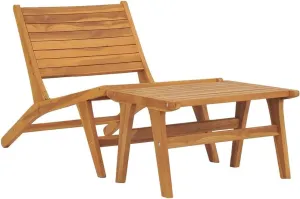 Patio Chair with Footrest Solid Teak Wood Lounge Chair Outdoor Furniture for Garden and Patio Relaxation Reclining High Back with Detachable Footrest, Durable Teak Wood, Easy Assembly