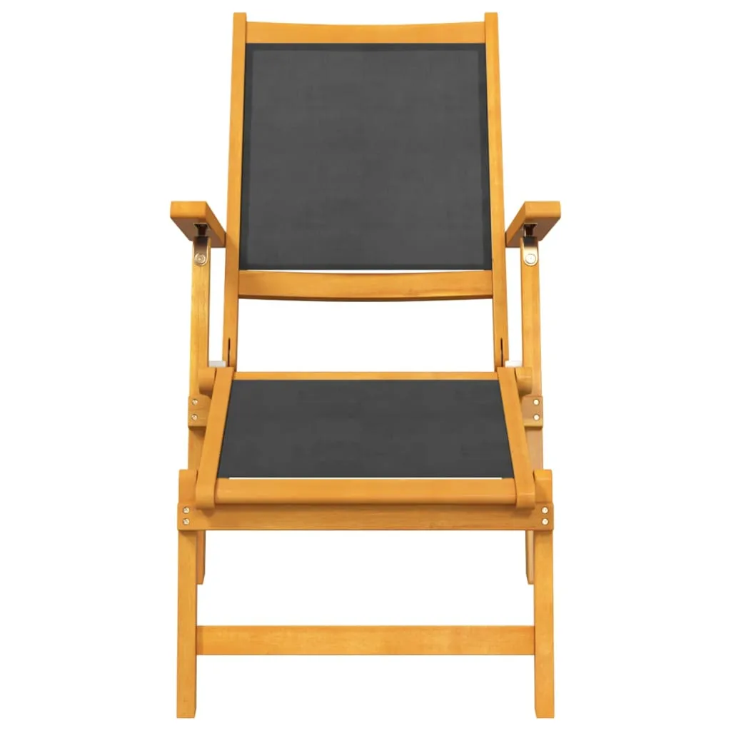 Patio Deck Chairs with Table Solid Wood Acacia and Textilene