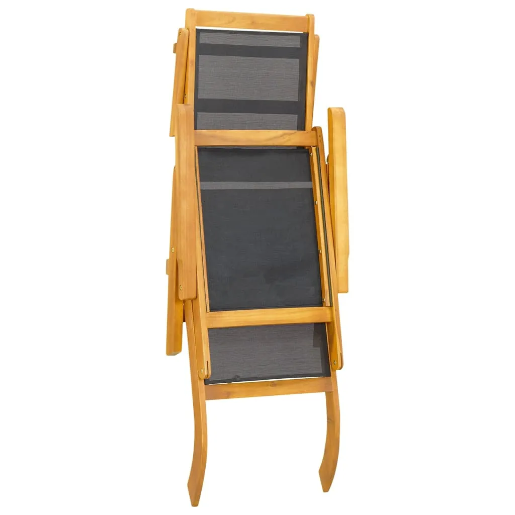 Patio Deck Chairs with Table Solid Wood Acacia and Textilene