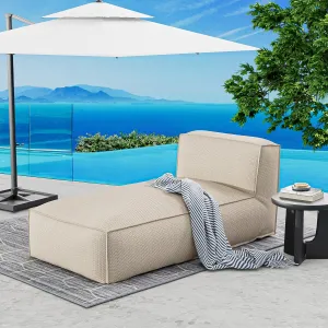Patio Furniture Bean Bag 2 Person Reclining Chaise Lounge Chair - Outdoor Middle Chair, Garden Pool Lounge, Sunbathing Recliners, Beach Sunbed (Light Beige)