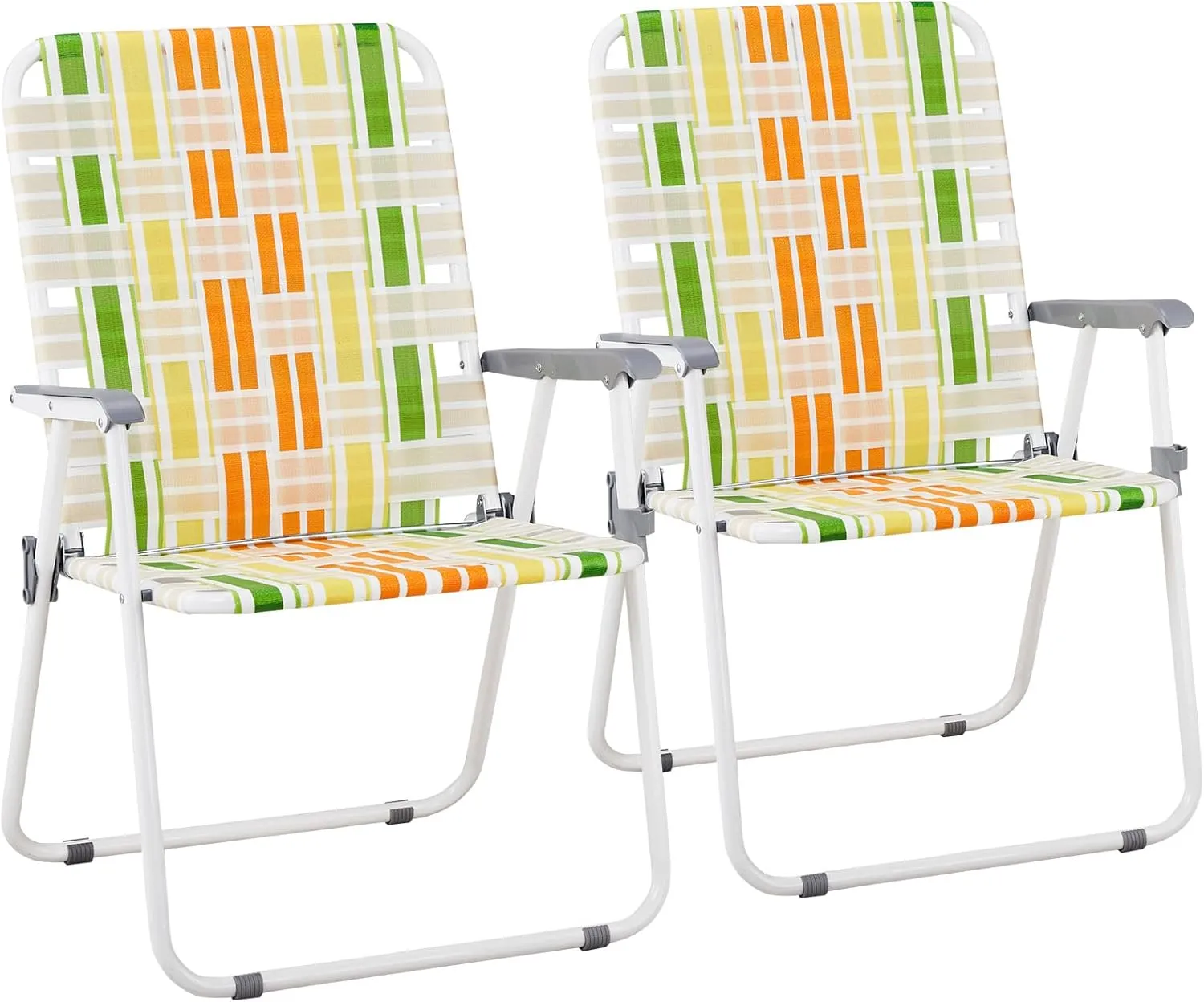 Patio Lawn Chairs Folding Set of 2, Webbed Folding Camping Chair Outdoor Beach Chair Portable Camping Chair Patio Pool Beach Lawn for Yard, Garden,Indoor/Outdoor (Blue)