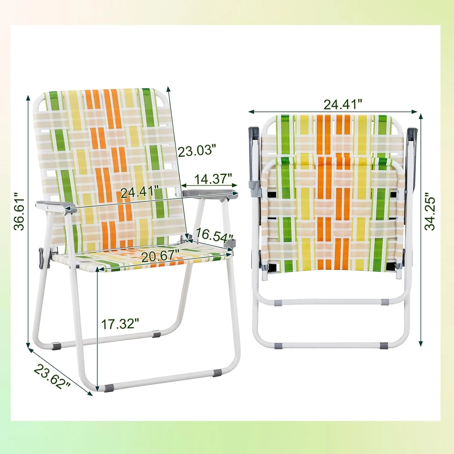 Patio Lawn Chairs Folding Set of 2, Webbed Folding Camping Chair Outdoor Beach Chair Portable Camping Chair Patio Pool Beach Lawn for Yard, Garden,Indoor/Outdoor (Blue)