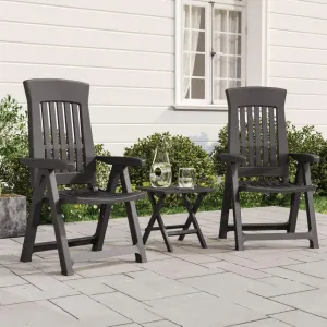 Patio Reclining Chairs 2 pcs Anthracite Outdoor Lounge Chairs Adjustable Backrest Foldable Chairs for Garden, Patio, Lawn, and Beach