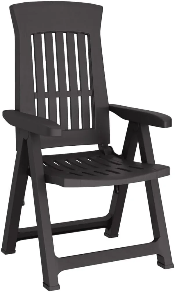 Patio Reclining Chairs 2 pcs Anthracite Outdoor Lounge Chairs Adjustable Backrest Foldable Chairs for Garden, Patio, Lawn, and Beach