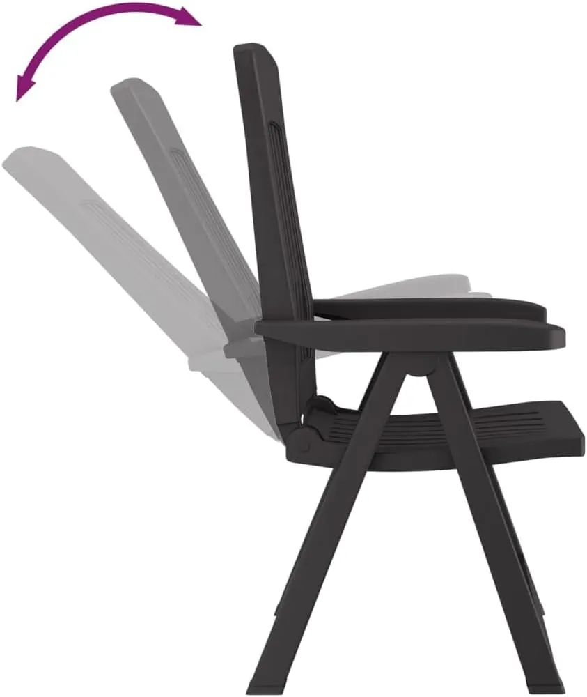 Patio Reclining Chairs 2 pcs Anthracite Outdoor Lounge Chairs Adjustable Backrest Foldable Chairs for Garden, Patio, Lawn, and Beach