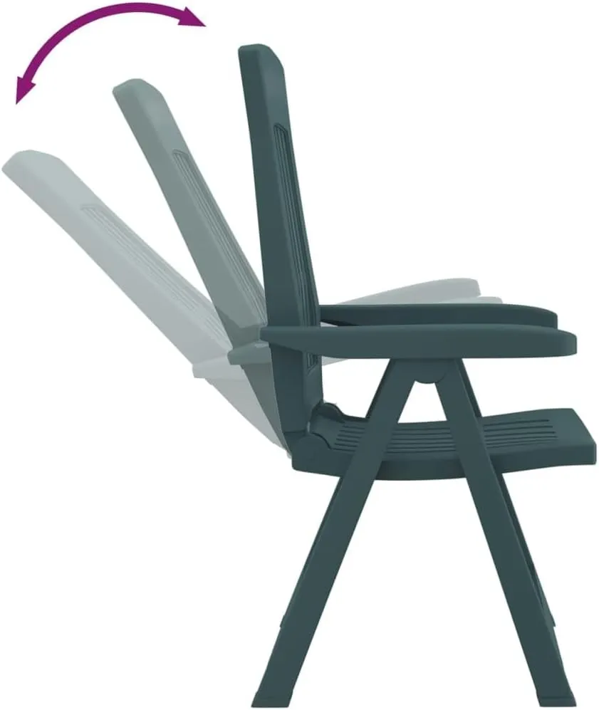 Patio Reclining Chairs 2 pcs Green PP Adjustable Backrest Foldable Outdoor Lounge Chair for Patio Garden Lawn Beach Adjustable Recliner Chair