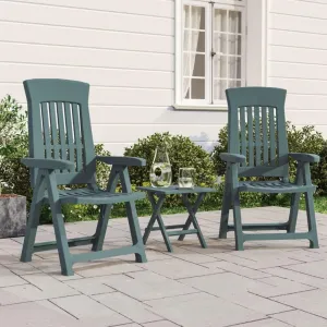 Patio Reclining Chairs 2 pcs Green PP Adjustable Backrest Foldable Outdoor Lounge Chair for Patio Garden Lawn Beach Adjustable Recliner Chair