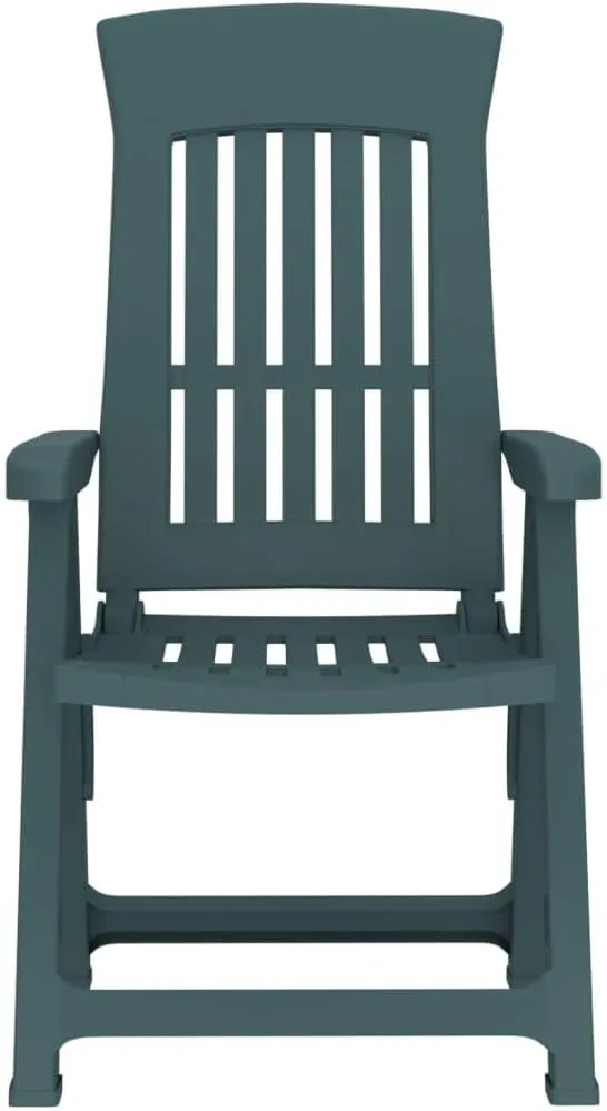 Patio Reclining Chairs 2 pcs Green PP Adjustable Backrest Foldable Outdoor Lounge Chair for Patio Garden Lawn Beach Adjustable Recliner Chair
