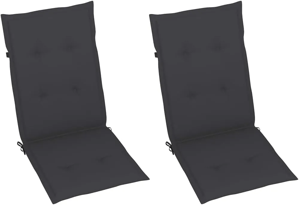 Patio Reclining Chairs Set 2 Pcs with Cushions Solid Acacia Wood Adjustable 5 Reclining Positions Outdoor Furniture for Garden, Patio, Lawn, Balcony