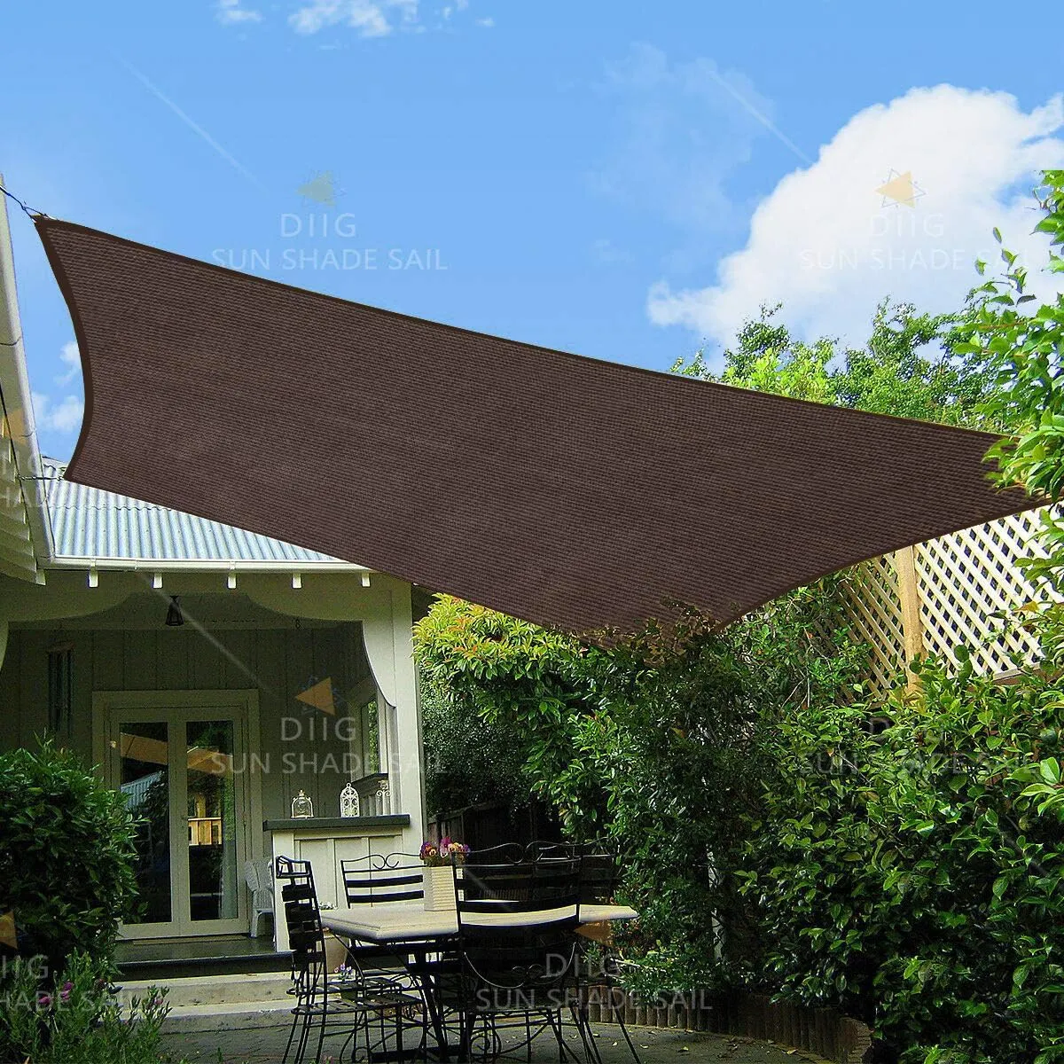 Patio Sun Shade Sail Canopy, 6' x 10' Rectangle Shade Cloth UV Block Sunshade Fabric - Outdoor Cover Awning Shelter for Pergola Backyard Garden Yard (6' x 10' Rectangle, Brown)