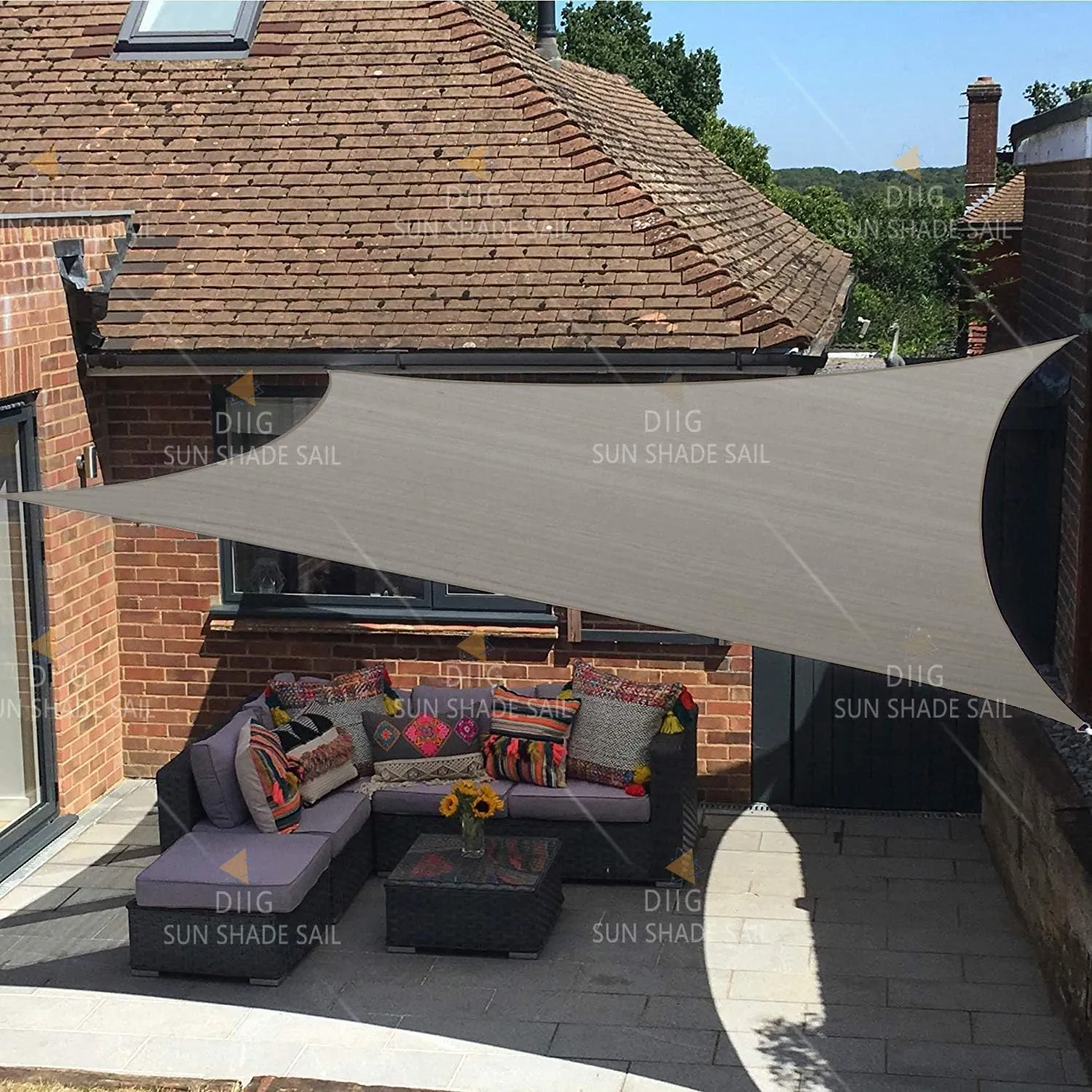 Patio Sun Shade Sail Canopy, 6' x 8' Rectangle Shade Cloth Block Sunshade Fabric - Outdoor Cover Awning Shelter for Pergola Backyard Garden Yard (Grey Color)