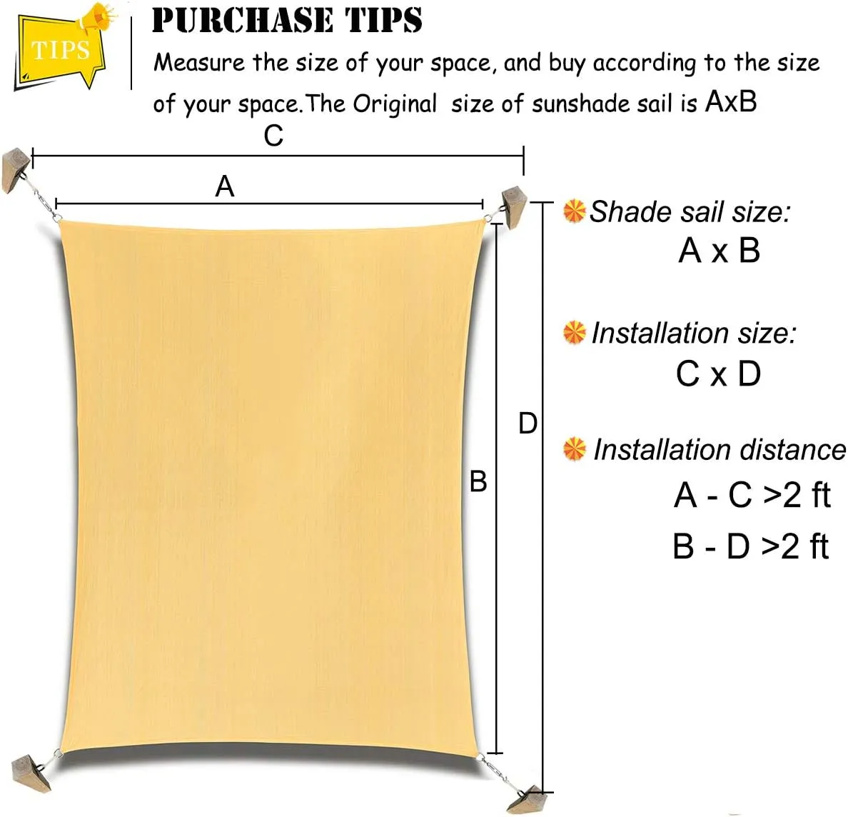 Patio Sun Shade Sail Canopy, 6' x 8' Rectangle Shade Cloth Block Sunshade Fabric - Outdoor Cover Awning Shelter for Pergola Backyard Garden Yard (Grey Color)