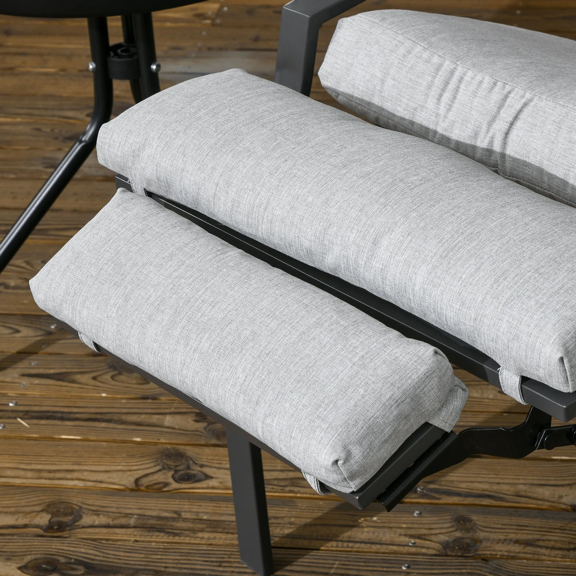 PE Rattan Outdoor Recliner Chair, Wicker Patio Lounge Chair with Adjustable Backrest, Retractable Footrest and Cushion, Light Grey