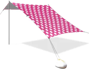 Peach Polka Dot Designed UPF50  Protection Foldable Beach Cabana Waterproof Sun Shade with Carrying Bag for Camping, Fishing, Backyard Fun toldos para Playa