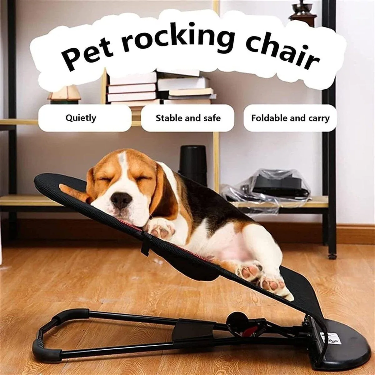 Pet Rocking Chair for Dogs Cats Foldable Pet Bed Portable Sleeping Lounger Chair