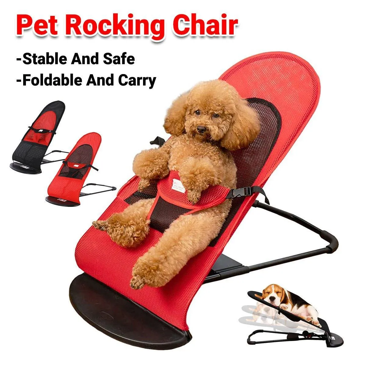 Pet Rocking Chair for Dogs Cats Foldable Pet Bed Portable Sleeping Lounger Chair