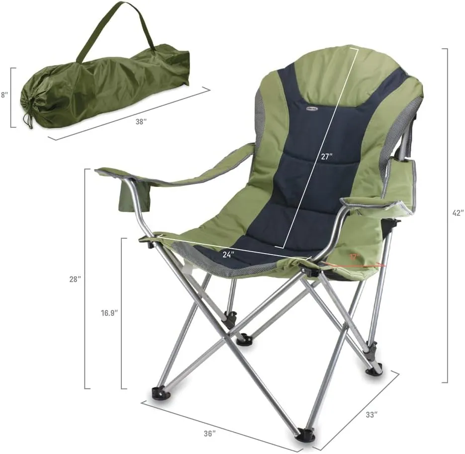 PICNIC TIME NCAA Razorbacks Reclining Camp Chair - Beach Chair for Adults - Sports Chair with Carry Bag