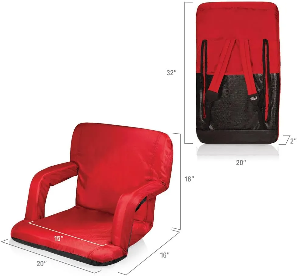 PICNIC TIME NHL Ventura Reclining Stadium Seat with Back Support - Bleacher Seat - Beach Floor Chair