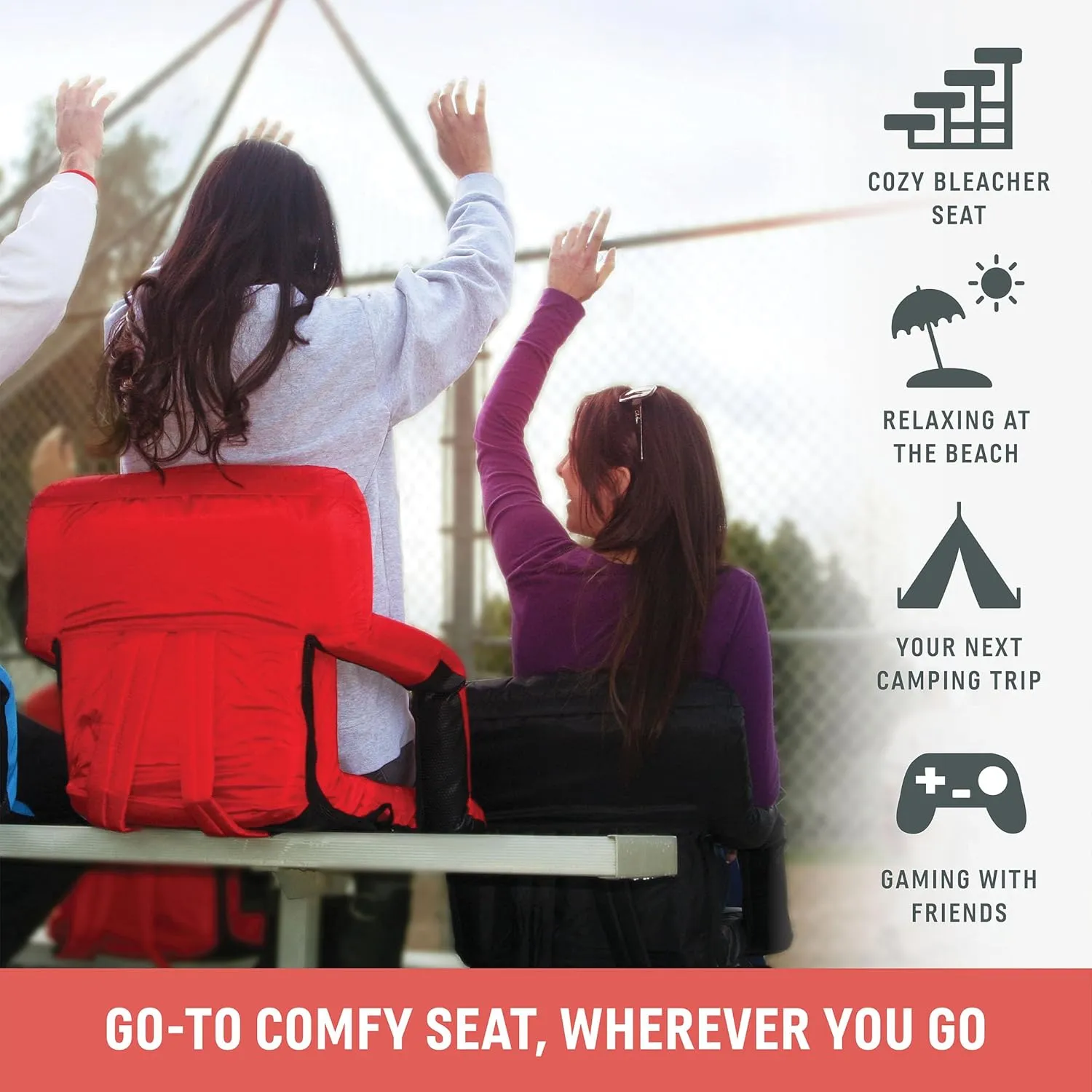 PICNIC TIME ONIVA - a Brand Ventura Reclining Stadium Seat with Back Support - Bleacher Seat - Beach Floor Chair, (Hunter Green)