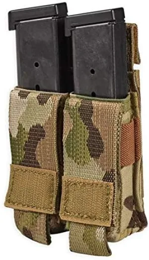 Pistol Mag Pouch – Compact, Fast Access, Velcro Fixing – Includes Rolled Cover Flap – for Military, Law Enforcement, Medical, Combat Training – Unisex