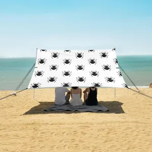 Pixel Black Spiders Pattern Beach Canopy Tent Anti-UV & Wind Resistant, Camping Sun Shelter Easy Setup Portable,Outdoor Shade Tents with Sandbags,Sand Shovels,Ground Pegs & Stability Poles
