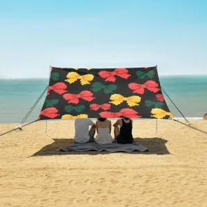 Pixel Style Colorful Bows Beach Canopy Tent Anti-UV & Wind Resistant, Camping Sun Shelter Easy Setup Portable,Outdoor Shade Tents with Sandbags,Sand Shovels,Ground Pegs & Stability Poles