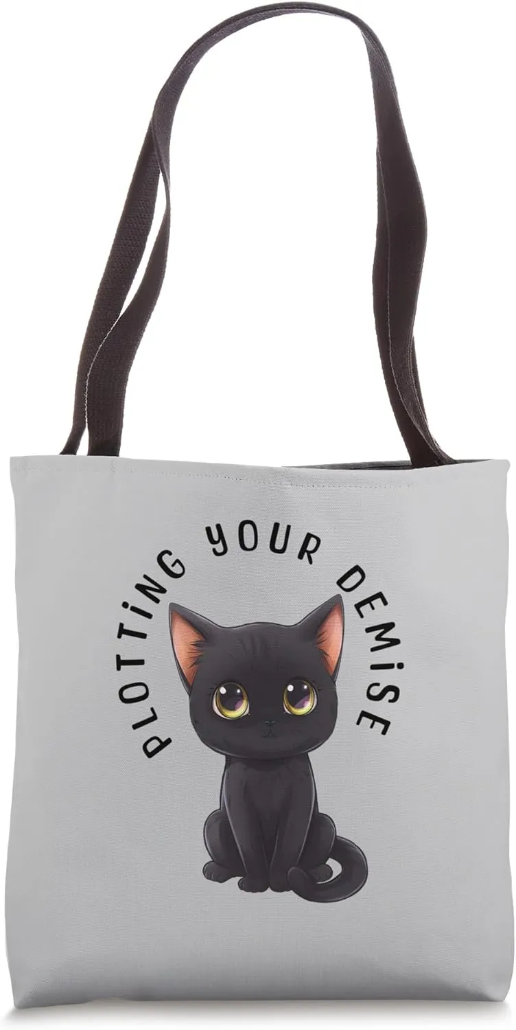 Plotting Your Demise - Funny Cat Tote Bag