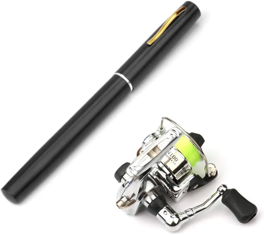 Pocket Collapsible Fishing Rod Reel Combo Mini Pen Fishing Pole Kit Telescopic Fishing Rod Spinning Reel Combo Kit