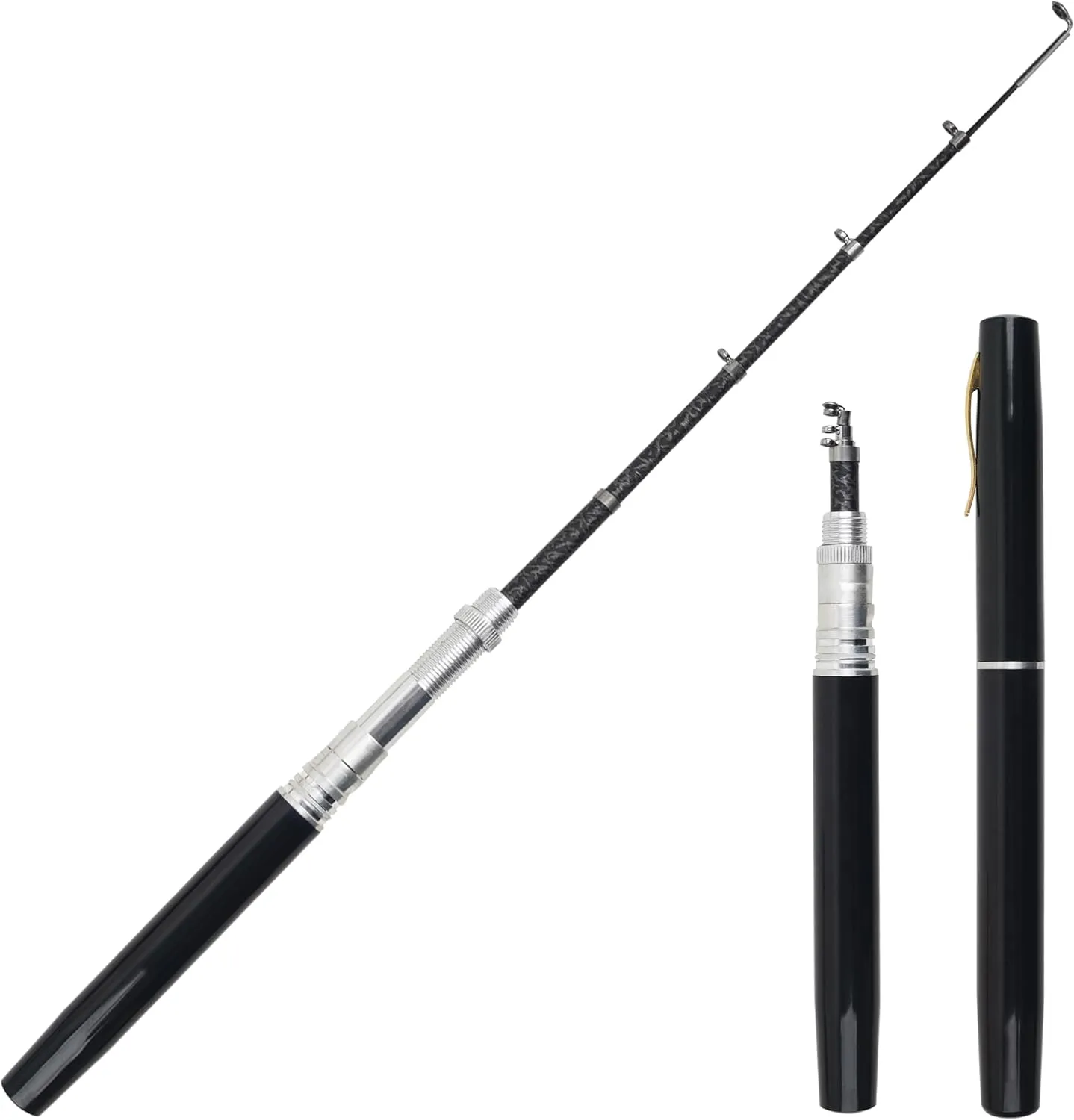 Pocket Fishing Rod, 40/63inch Mini Fishing Pole Aluminum Alloy Pen Fish Rod Portable Small Fishing Pole for Travel Ice Fly Fishing Sea Saltwater Freshwater