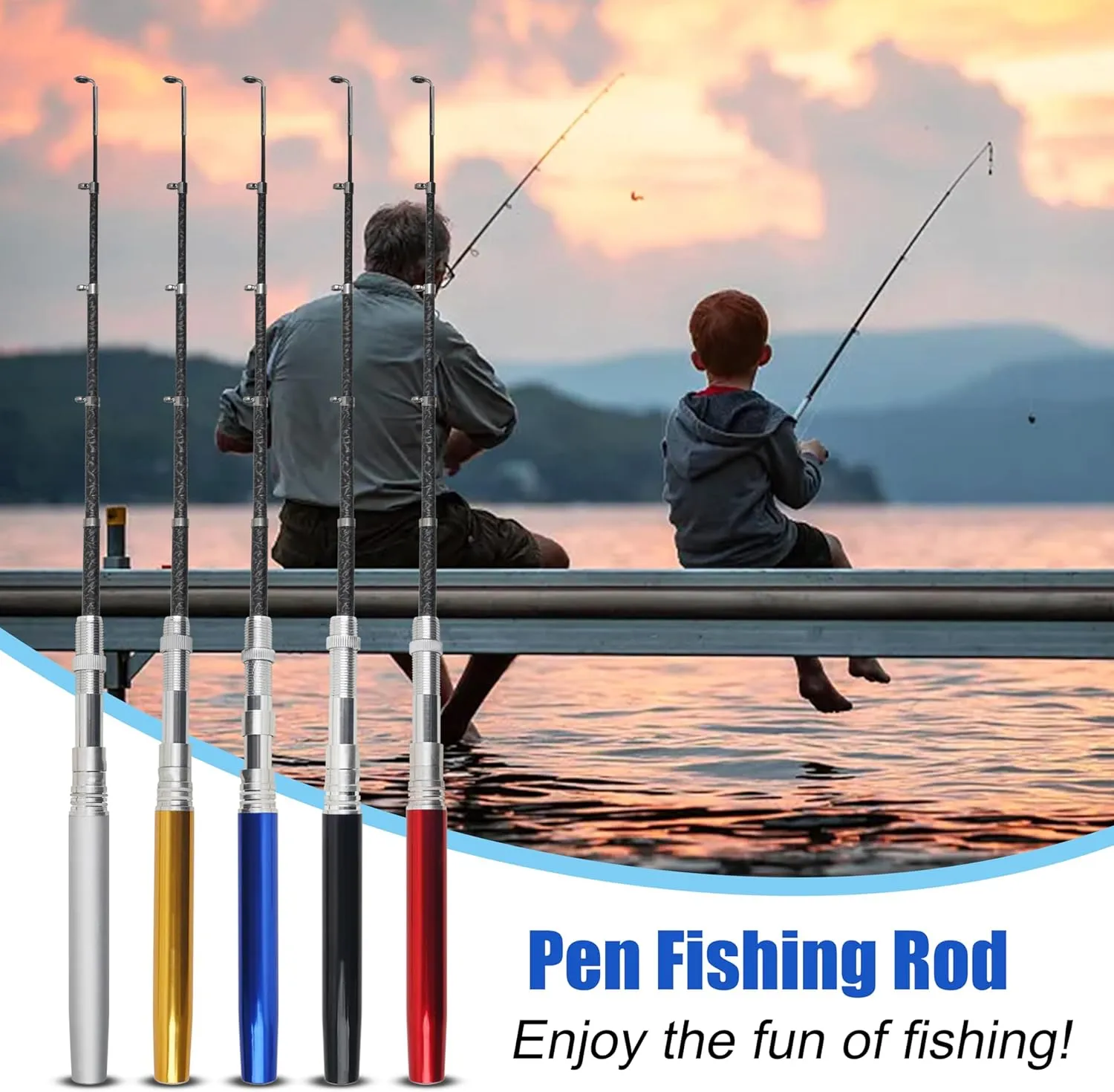 Pocket Fishing Rod, 40/63inch Mini Fishing Pole Aluminum Alloy Pen Fish Rod Portable Small Fishing Pole for Travel Ice Fly Fishing Sea Saltwater Freshwater