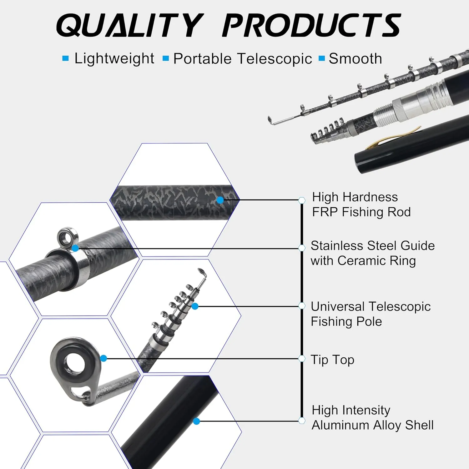 Pocket Fishing Rod, 40/63inch Mini Fishing Pole Aluminum Alloy Pen Fish Rod Portable Small Fishing Pole for Travel Ice Fly Fishing Sea Saltwater Freshwater