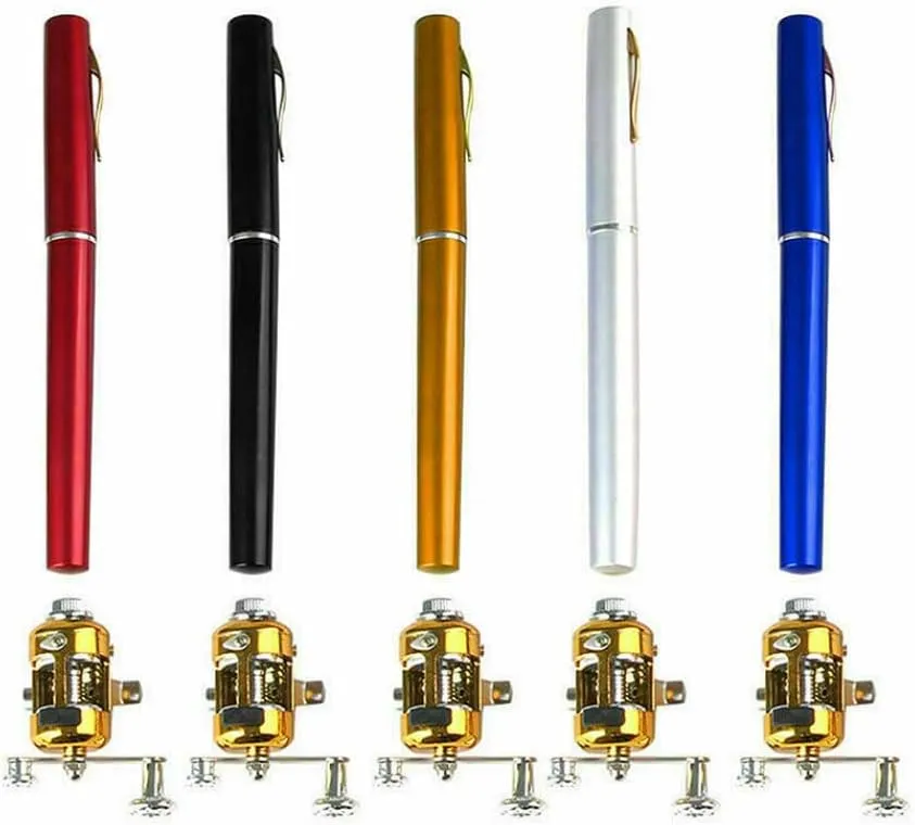 Pocket Fishing Rod Pen Fishing Pole Mini Pocket Fishing Rod Telescopic Pocket Fishing Accessory Golden