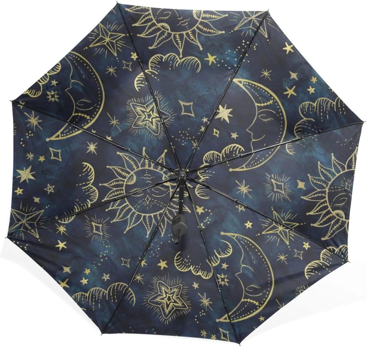 Poeticcity Rain Travel Umbrella, Hand Open Close Windproof Waterproof Folding Umbrella, Compact Canopy Strong Ray Parasol Umbrella
