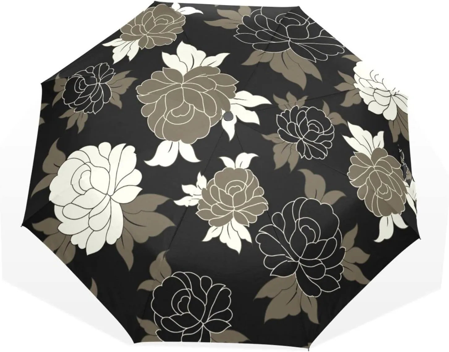 Poeticcity Rain Travel Umbrella, Hand Open Close Windproof Waterproof Folding Umbrella, Compact Canopy Strong Ray Parasol Umbrella
